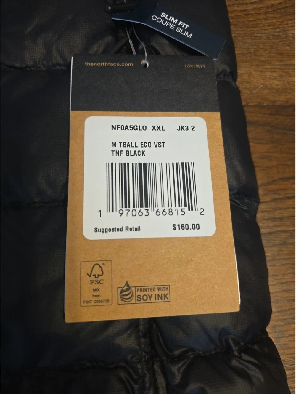 The North Face ThermoBall Eco Puffer Vest Insulated Black Men's Size Large - NWT